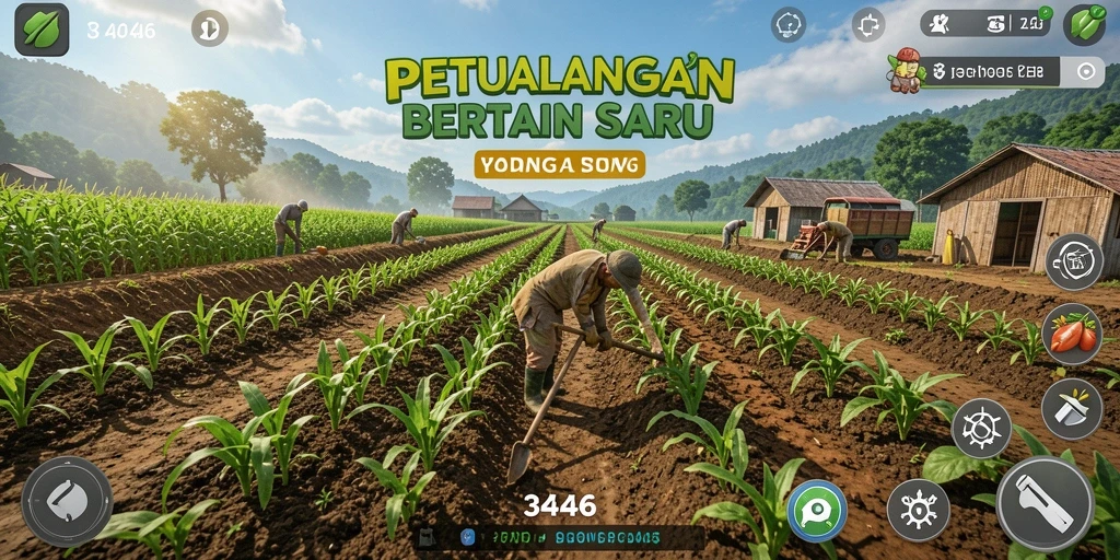Tampilan menarik dari gameplay pertanian di 3446.