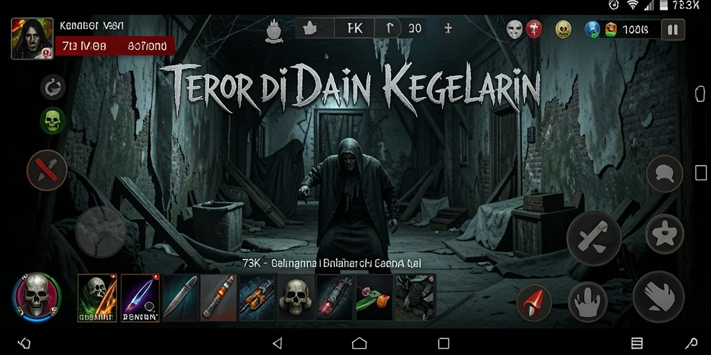 Screenshot menunjukkan gameplay menegangkan penuh ketakutan.