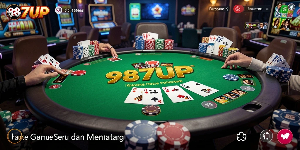 Screenshot gameplay Poker di aplikasi 987UP yang menarik.