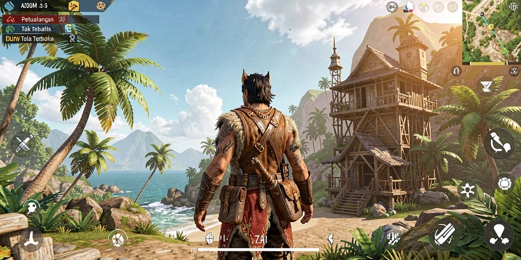 Screenshot yang menampilkan aksi seru dalam dunia terbuka A200M.