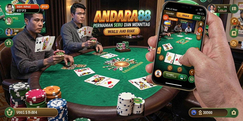 Tampilan gameplay seru di ANDARA88 dengan suasana poker yang menegangkan.