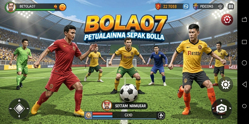 Tampilan gameplay BOLA07 yang menegangkan dan seru dalam dunia sepak bola.