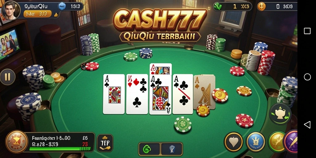 Screenshot gameplay seru dari CASH777 yang menampilkan momen seru bermain QiuQiu.