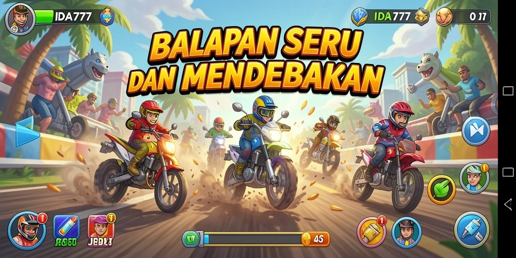 Gameplay seru dengan mobil balap dan trek menantang di IDA777.