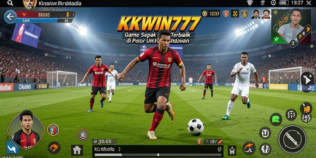 Tampilan gameplay KKWIN777 yang menegangkan saat pertandingan sepak bola.