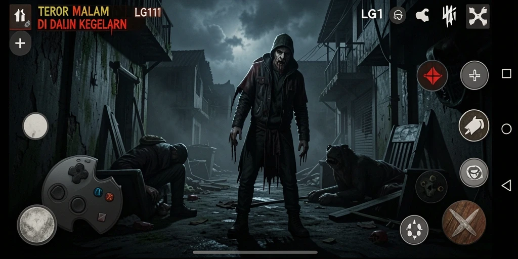 Tangkapan layar dari gameplay LG111 yang menegangkan dan menakutkan.