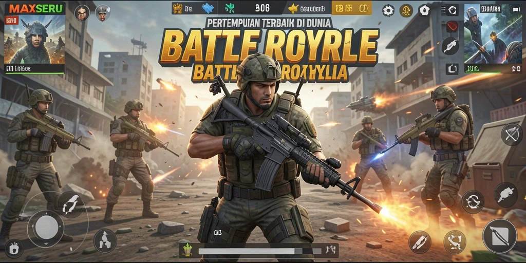 Gameplay seru Battle Royale dalam MAXSERU yang menegangkan.