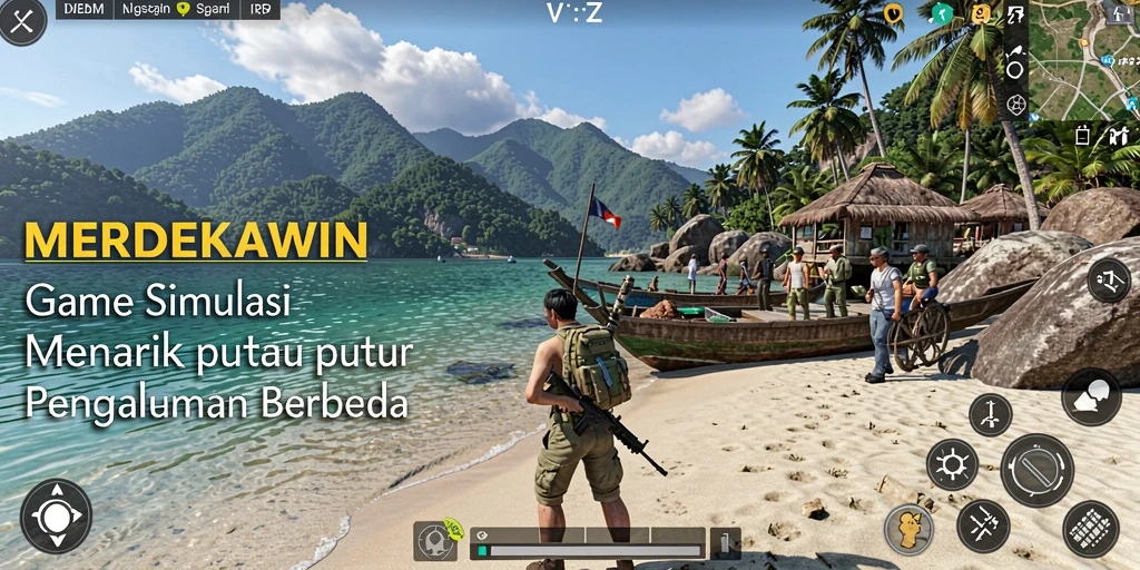 Tampilan gameplay <strong>MERDEKAWIN</strong>, menunjukkan interaksi antar karakter dalam situasi pernikahan.
