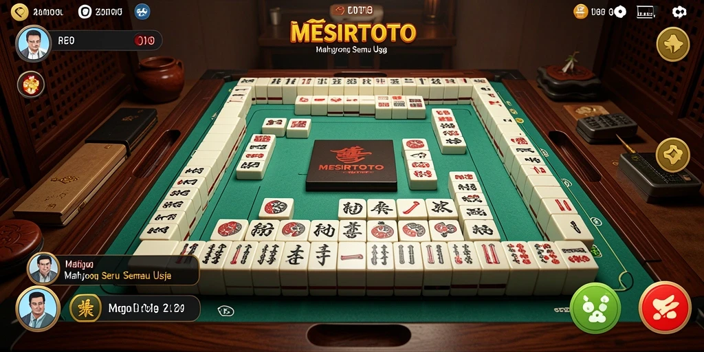 Screenshot gameplay <strong>MESIRTOTO</strong> menampilkan suasana permainan Mahjong yang seru.