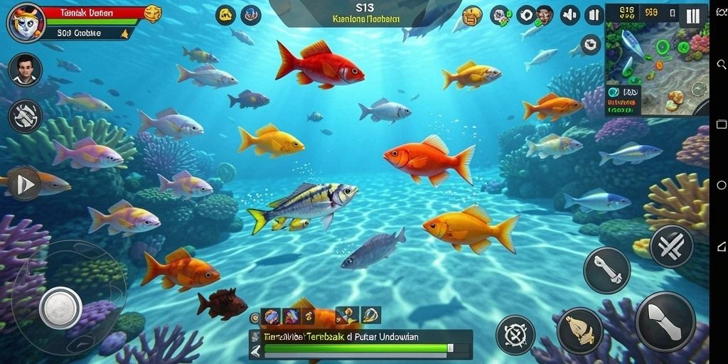 Gameplay seru S13 dengan berbagai ikan untuk ditembak.