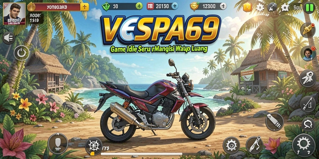 Tampilan gameplay VESPA69 yang menarik dengan banyak aktivitas Idle.